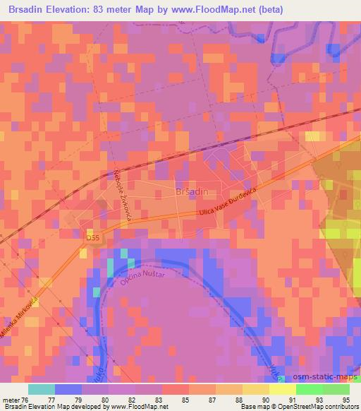 Brsadin,Croatia Elevation Map