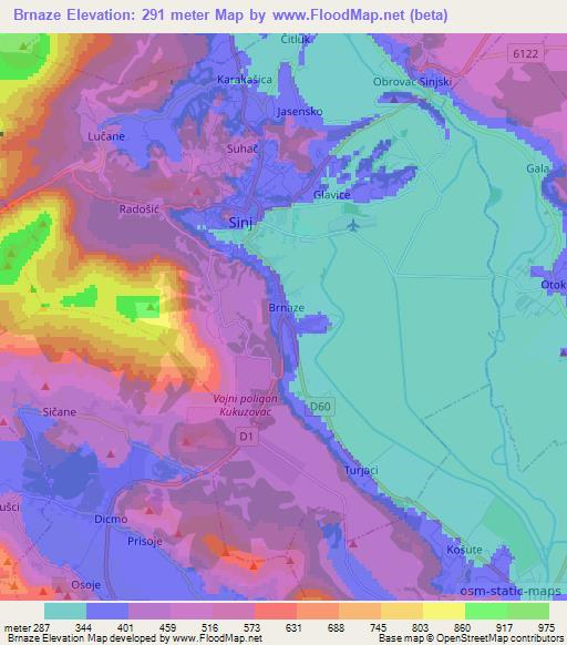 Brnaze,Croatia Elevation Map