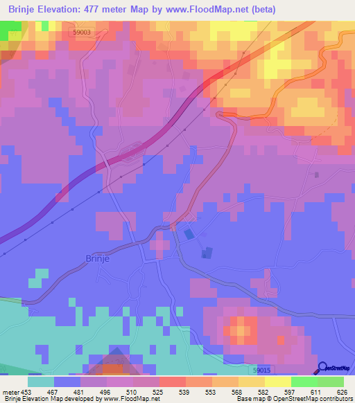 Brinje,Croatia Elevation Map