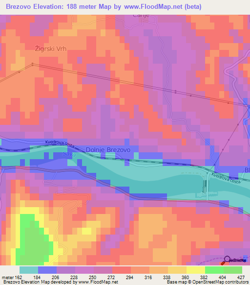 Brezovo,Slovenia Elevation Map