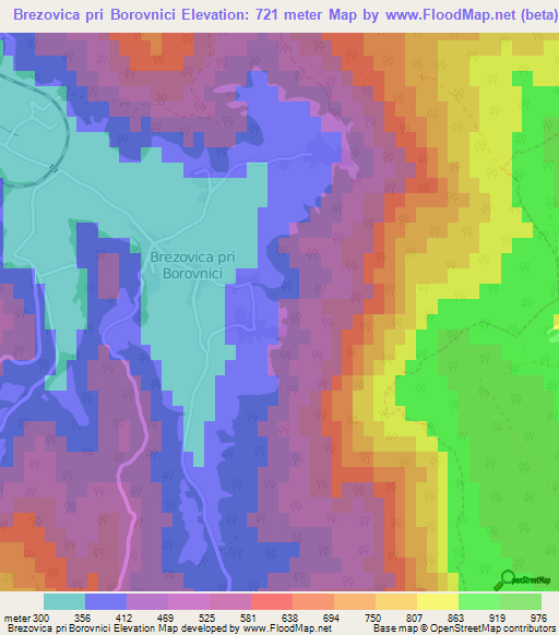 Brezovica pri Borovnici,Slovenia Elevation Map