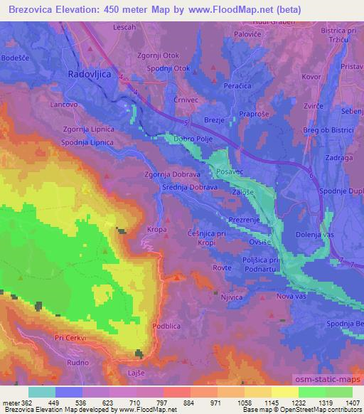 Brezovica,Slovenia Elevation Map