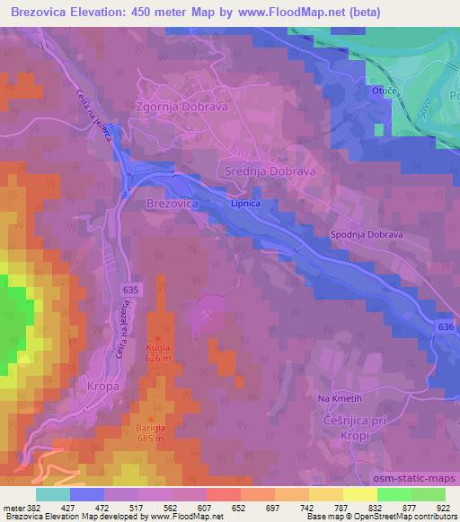 Brezovica,Slovenia Elevation Map