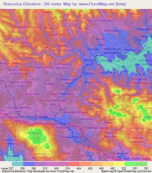 Brezovica,Slovenia Elevation Map