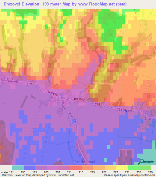 Brezovci,Slovenia Elevation Map