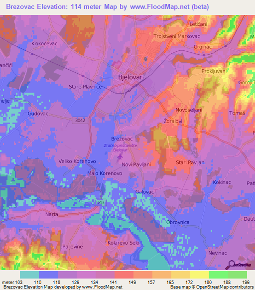 Brezovac,Croatia Elevation Map