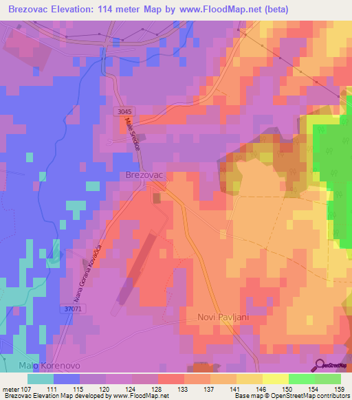 Brezovac,Croatia Elevation Map