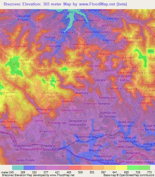 Brezovec,Slovenia Elevation Map