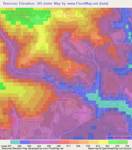 Brezovec,Slovenia Elevation Map