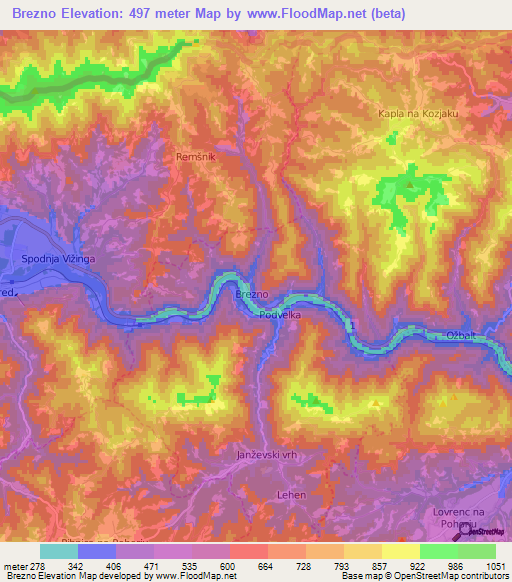 Brezno,Slovenia Elevation Map