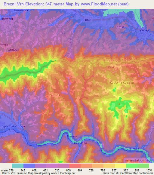 Brezni Vrh,Slovenia Elevation Map