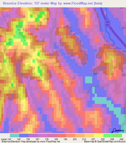 Breznica,Croatia Elevation Map