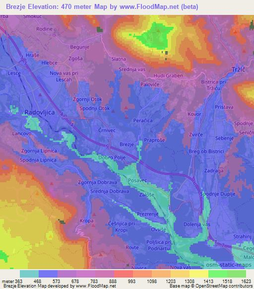 Brezje,Slovenia Elevation Map