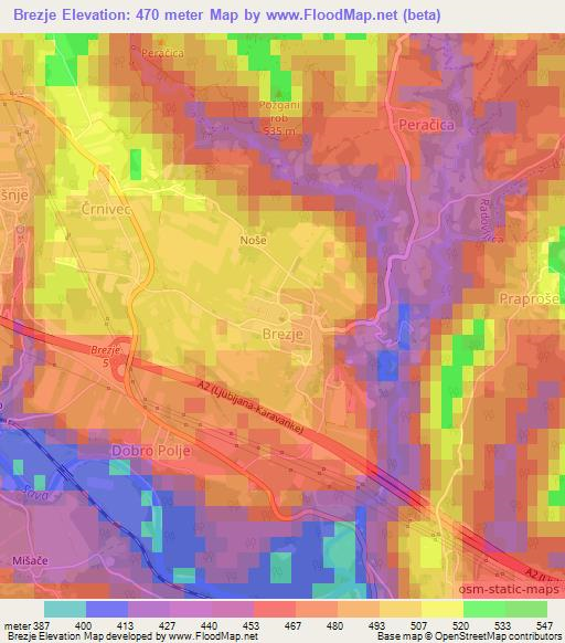 Brezje,Slovenia Elevation Map