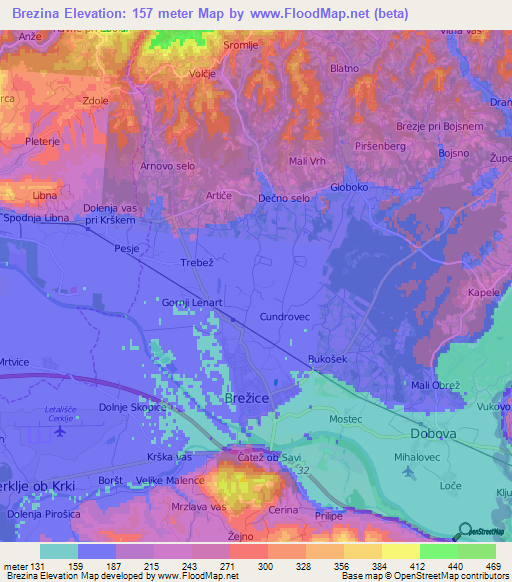 Brezina,Slovenia Elevation Map