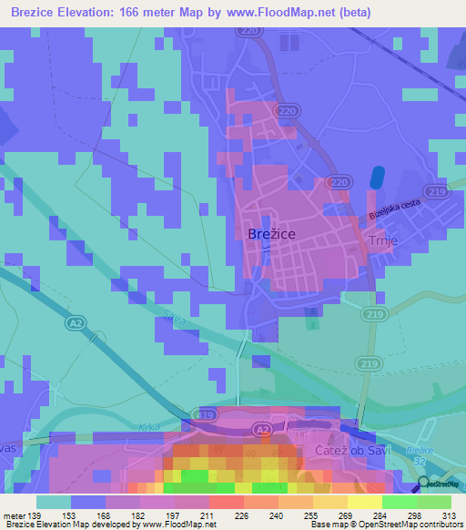 Brezice,Slovenia Elevation Map