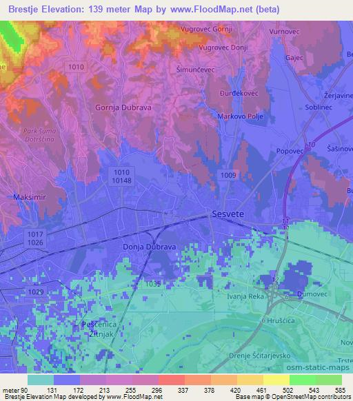 Brestje,Croatia Elevation Map