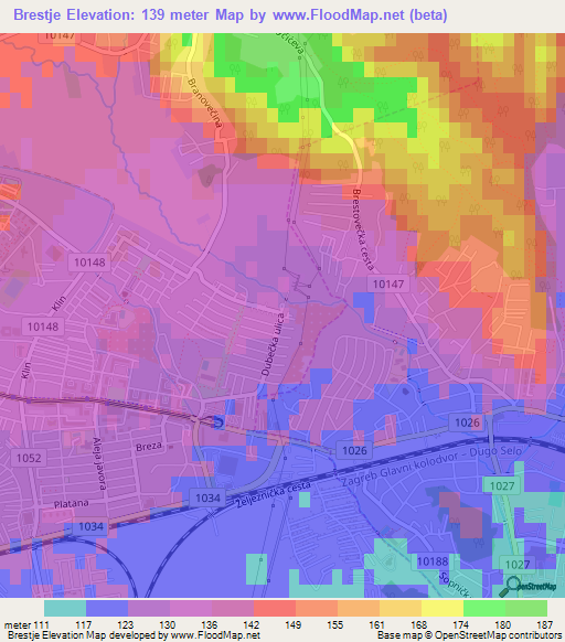 Brestje,Croatia Elevation Map