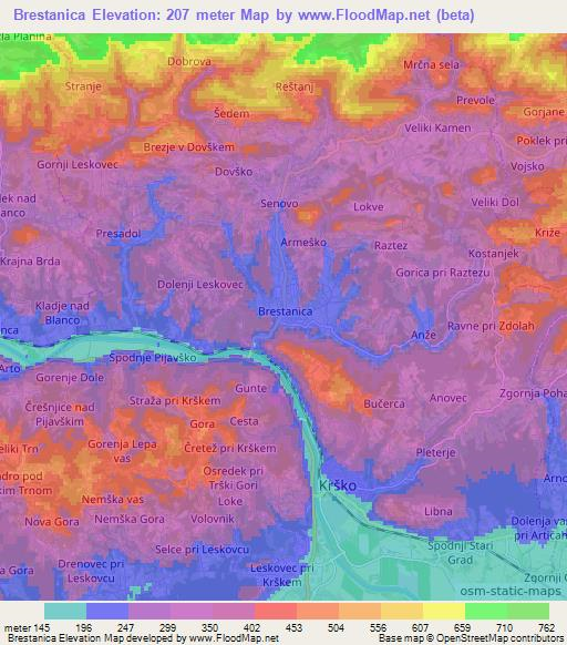 Brestanica,Slovenia Elevation Map