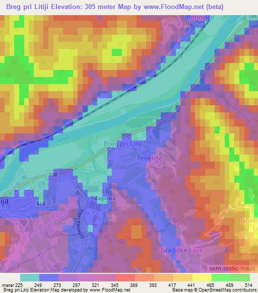 Breg pri Litiji,Slovenia Elevation Map