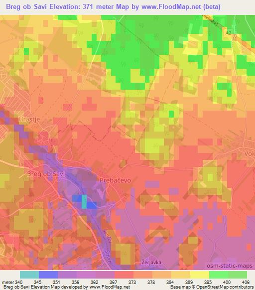 Breg ob Savi,Slovenia Elevation Map