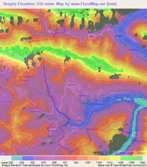 Breginj,Slovenia Elevation Map