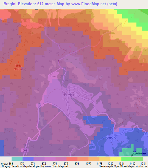 Breginj,Slovenia Elevation Map