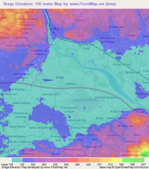 Brege,Slovenia Elevation Map