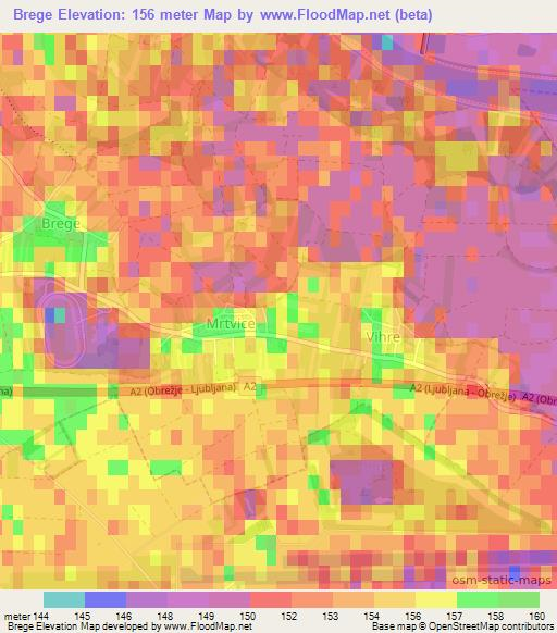 Brege,Slovenia Elevation Map