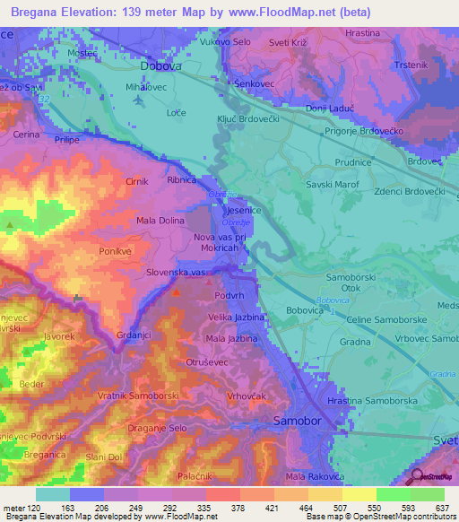 Bregana,Croatia Elevation Map