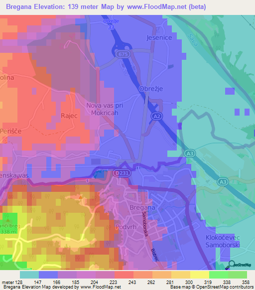 Bregana,Croatia Elevation Map