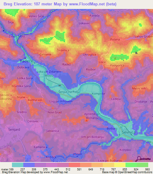 Breg,Slovenia Elevation Map