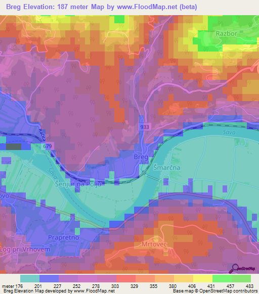 Breg,Slovenia Elevation Map