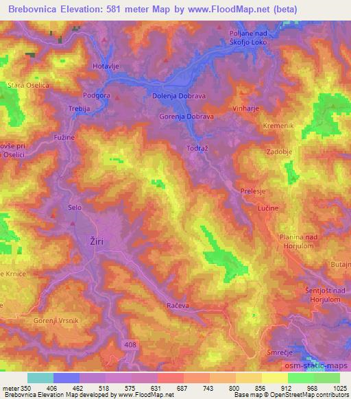 Brebovnica,Slovenia Elevation Map