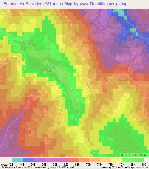 Brebovnica,Slovenia Elevation Map