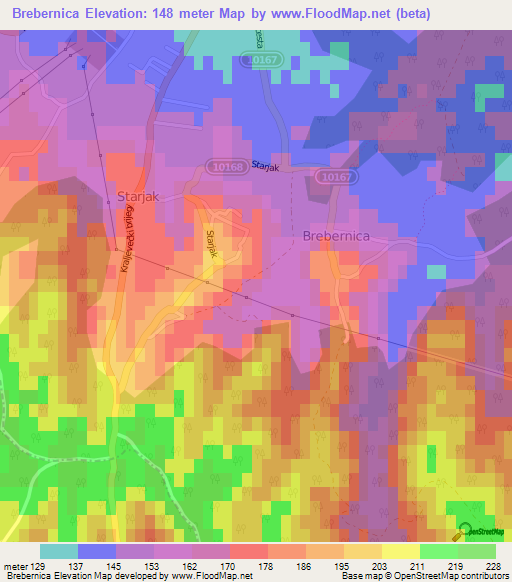 Brebernica,Croatia Elevation Map