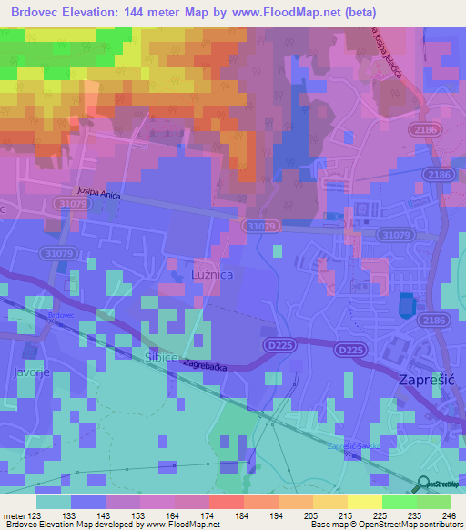 Brdovec,Croatia Elevation Map