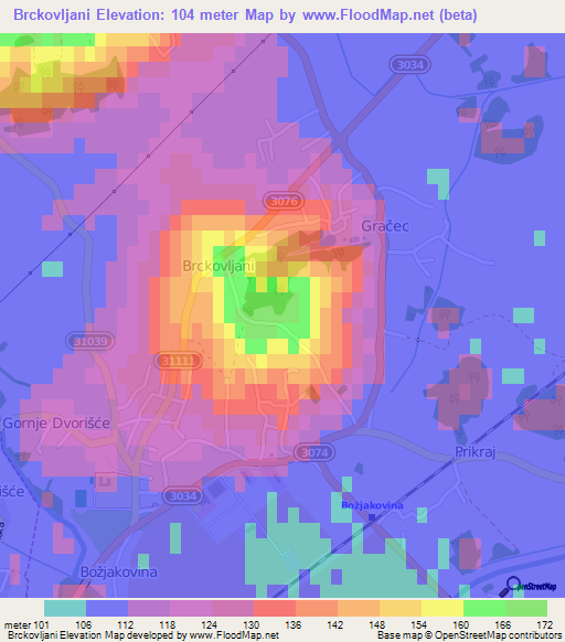 Brckovljani,Croatia Elevation Map