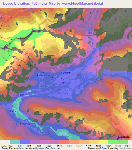 Bovec,Slovenia Elevation Map