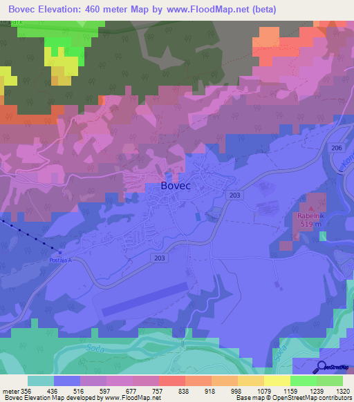 Bovec,Slovenia Elevation Map