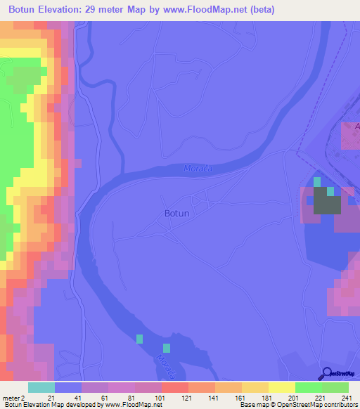 Botun,Montenegro Elevation Map