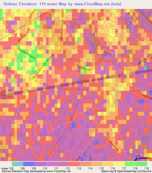 Botinec,Croatia Elevation Map