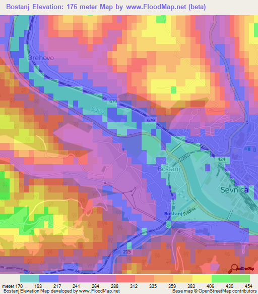 Bostanj,Slovenia Elevation Map