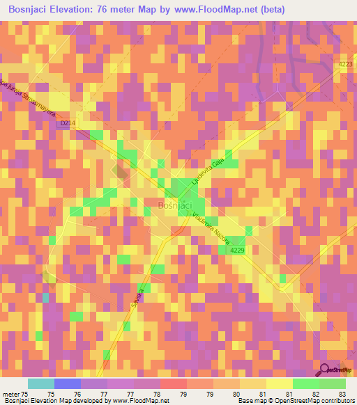 Bosnjaci,Croatia Elevation Map