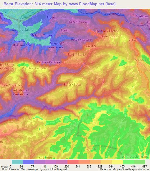 Borst,Slovenia Elevation Map