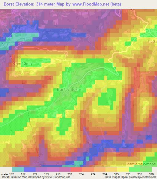 Borst,Slovenia Elevation Map