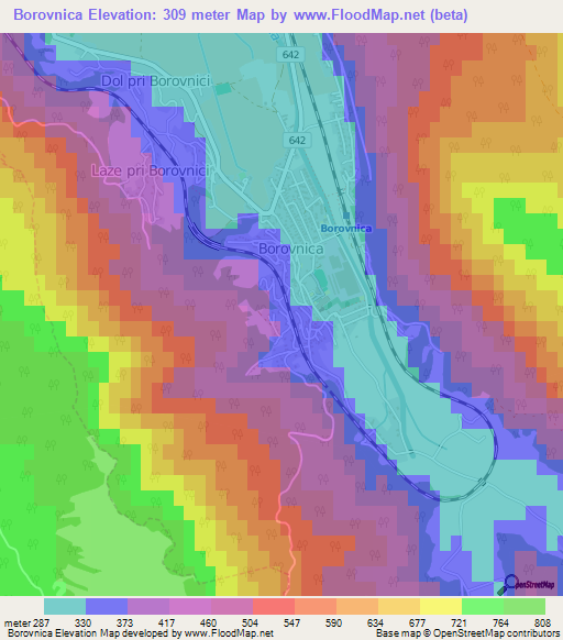 Borovnica,Slovenia Elevation Map