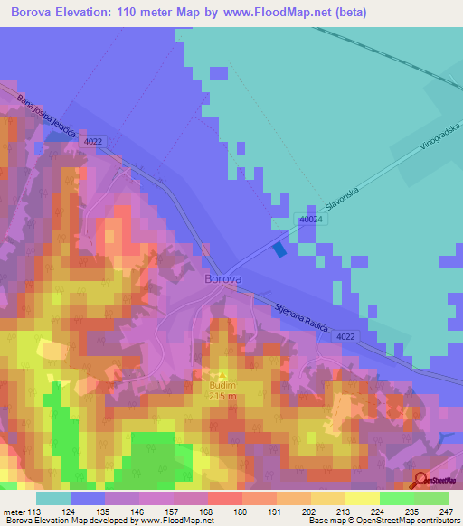 Borova,Croatia Elevation Map