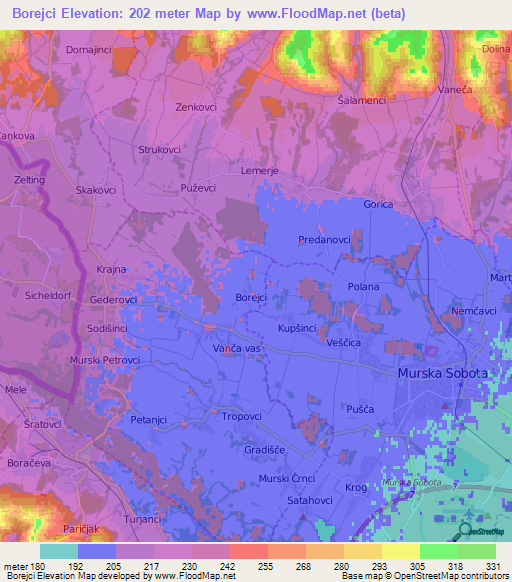 Borejci,Slovenia Elevation Map