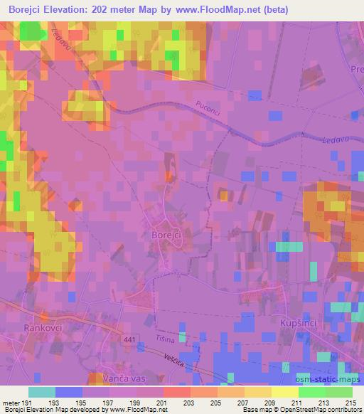Borejci,Slovenia Elevation Map